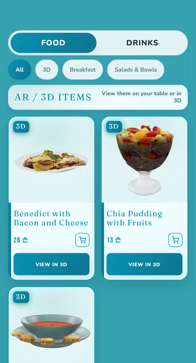 Café menu design with a food and drinks switch